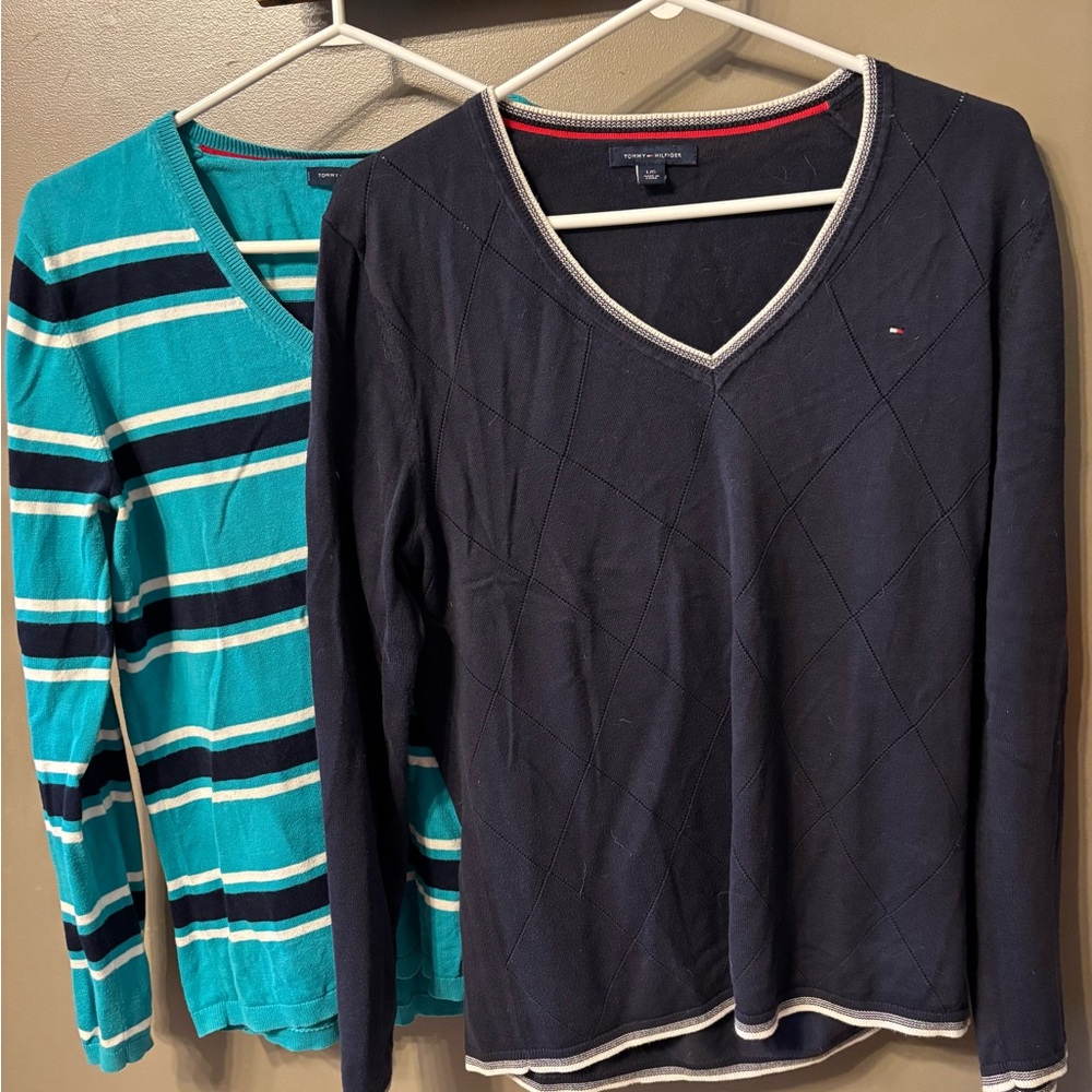 Two (2) Tommy Hilfiger V-Neck Sweaters